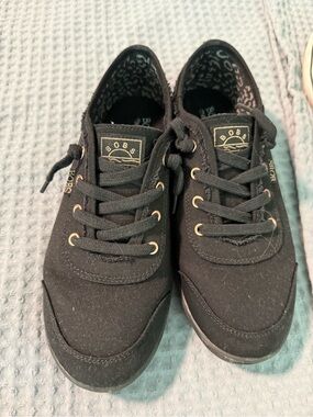 Skechers Black Canvas Lace-Up Sneakers